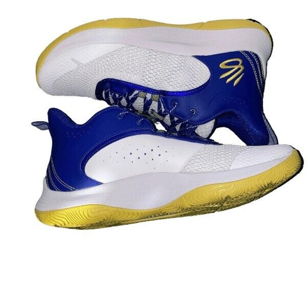 Under Armour Curry 3Z6 Warriors Men's Basketball Shoes Blue White Yellow Size 11